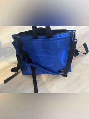 Telfar Royal Blue Messenger Bag with Black Straps
